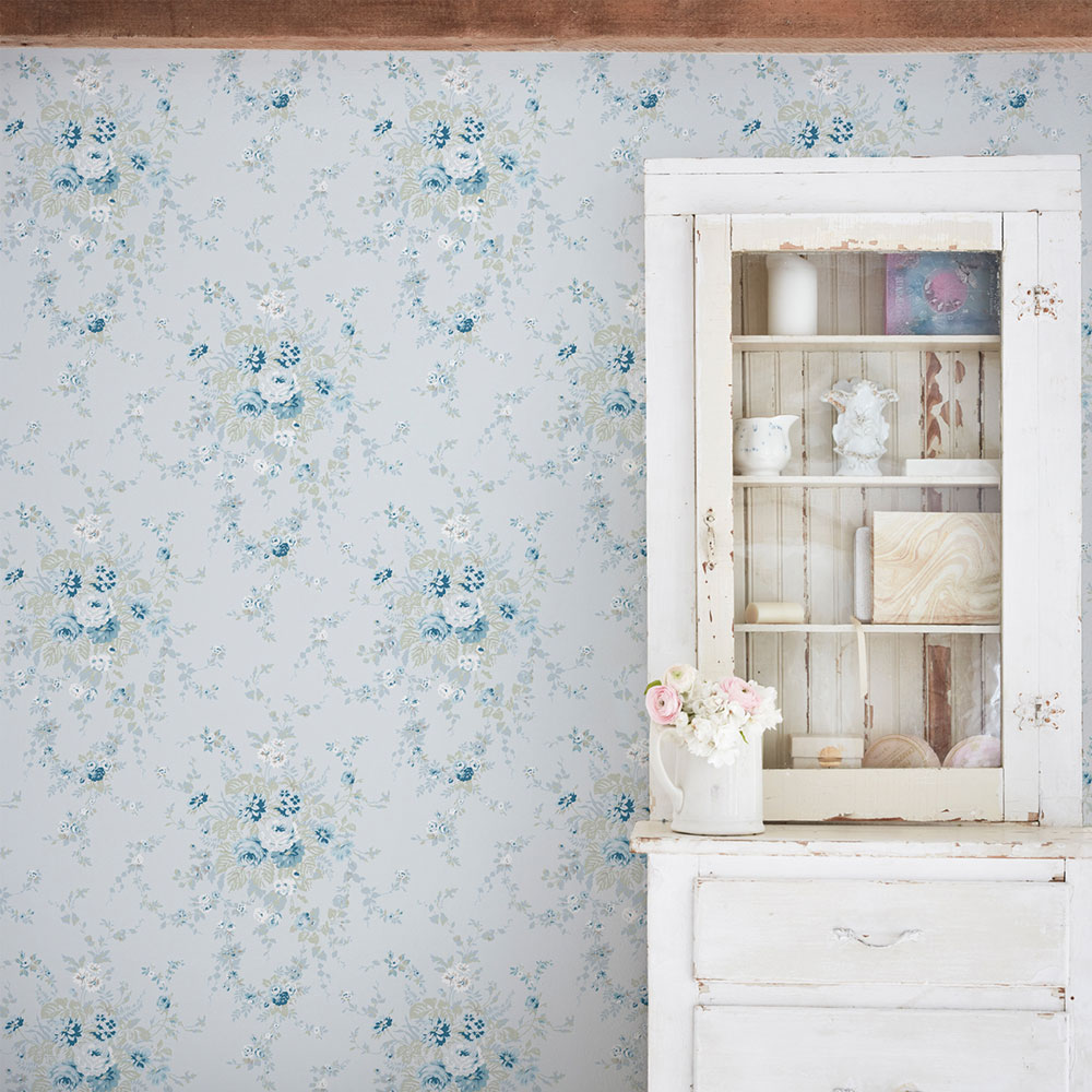 Vliesová tapeta na zeď, modrá, květiny, 125128, Shabby Chic by Rachel Ashwell