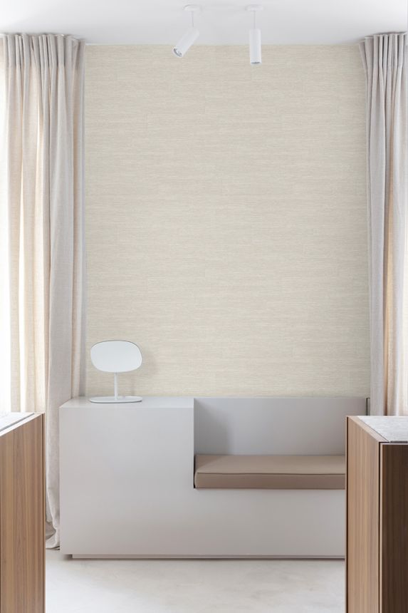 Vliesová tapeta na zeď, šedo-béžová, imitace látky, PW1002, Precious Weaves, Grandeco