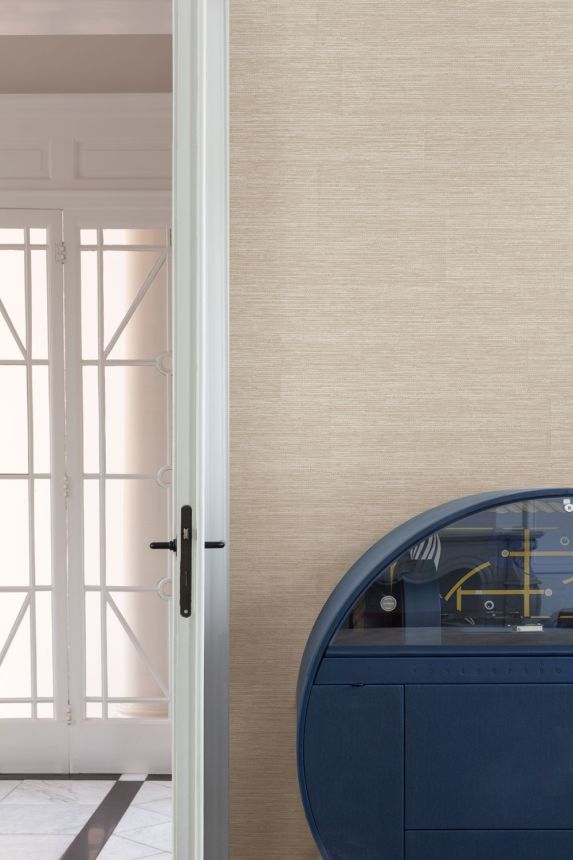 Vliesová tapeta na zeď, šedo-béžová, imitace látky, PW1022, Precious Weaves, Grandeco