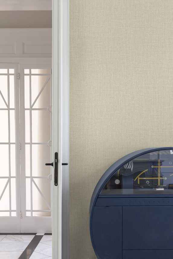 Vliesová tapeta na zeď, béžová, imitace látky, PW1203, Precious Weaves, Grandeco