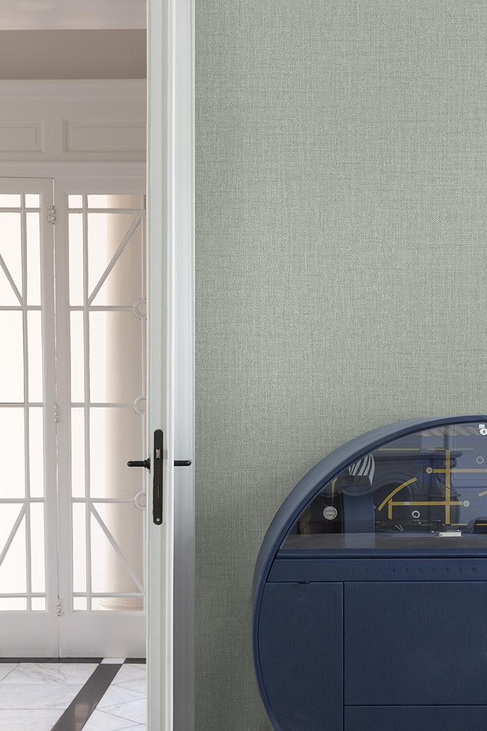 Vliesová tapeta na zeď, tyrkysová, imitace látky, PW1206, Precious Weaves, Grandeco