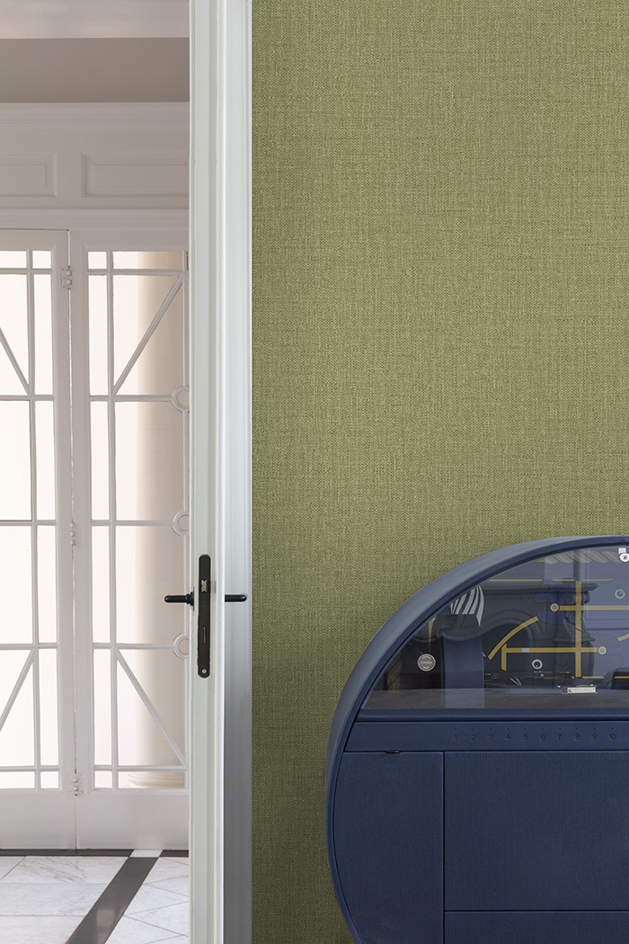 Vliesová tapeta na zeď, zelená, imitace látky, PW1207, Precious Weaves, Grandeco