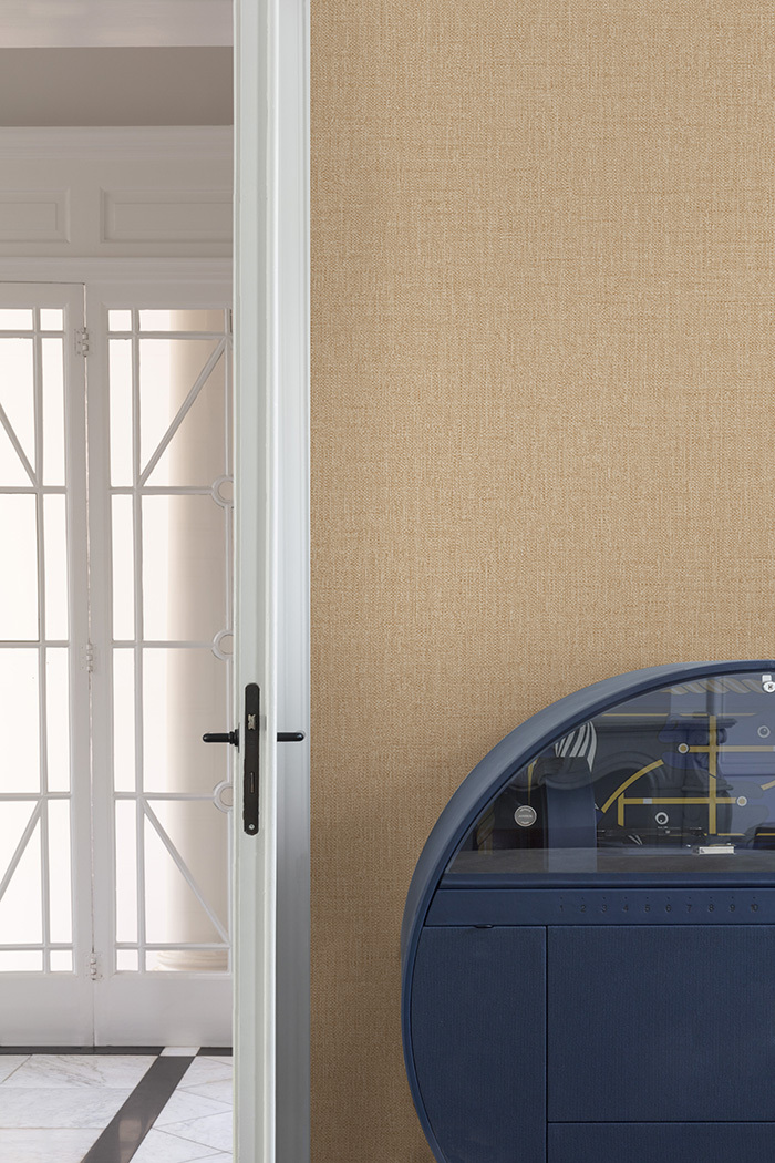 Vliesová tapeta na zeď, hnědo-béžová, imitace látky, PW1212, Precious Weaves, Grandeco