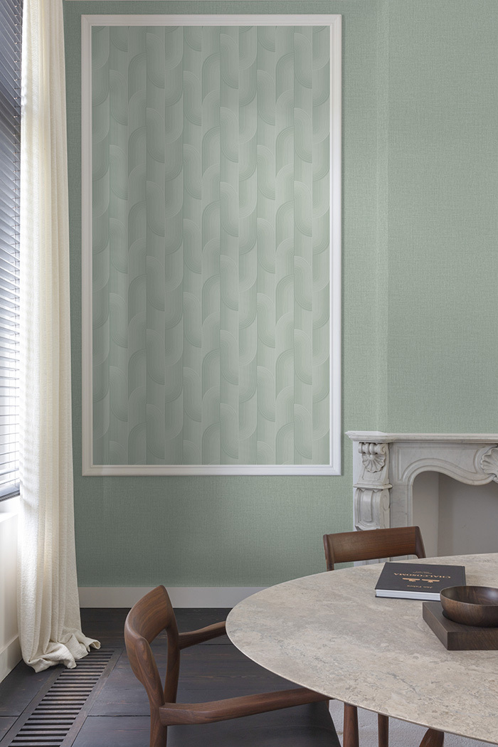 Vliesová tapeta na zeď, zelená, geometrická, PW3106, Precious Weaves, Grandeco