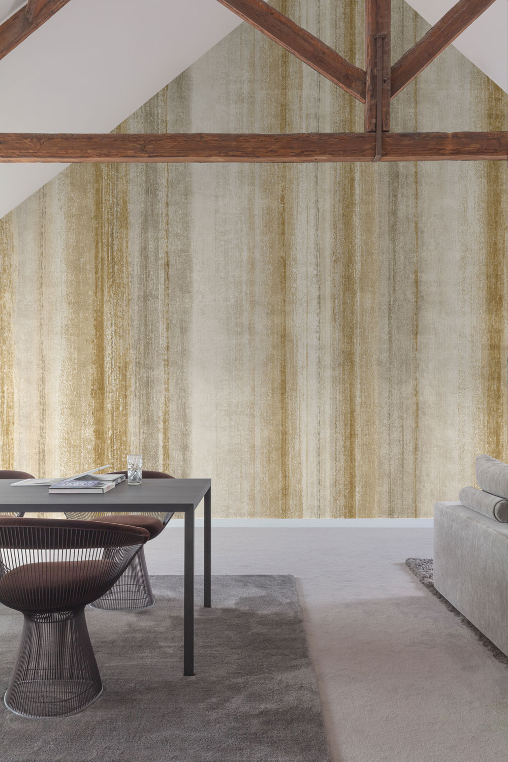 Vliesová obrazová tapeta na zeď, hnědo-béžová, imitace látky, PW6002, Precious Weaves, Grandeco