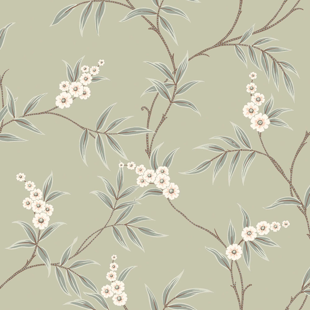 Vliesová tapeta na zeď, zelená, rozkvetlé větvičky, 7763, Adorn, Borastapeter