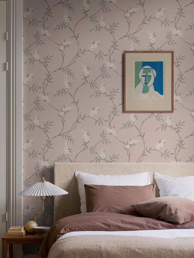 Vliesová tapeta na zeď, růžová, rozkvetlé větvičky, 7764, Adorn, Borastapeter