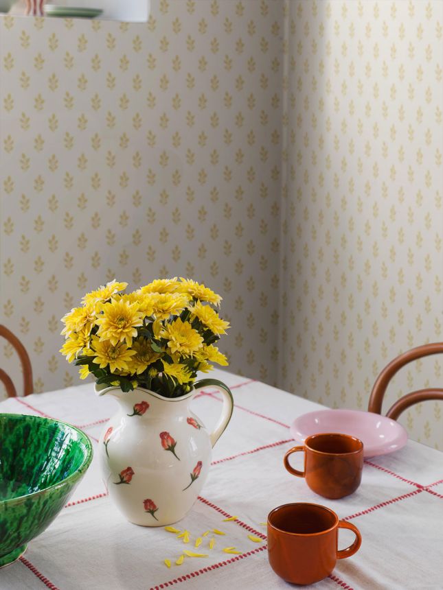 Vliesová tapeta na zeď, krémovo-žlutá, listy, 7774, Adorn, Borastapeter