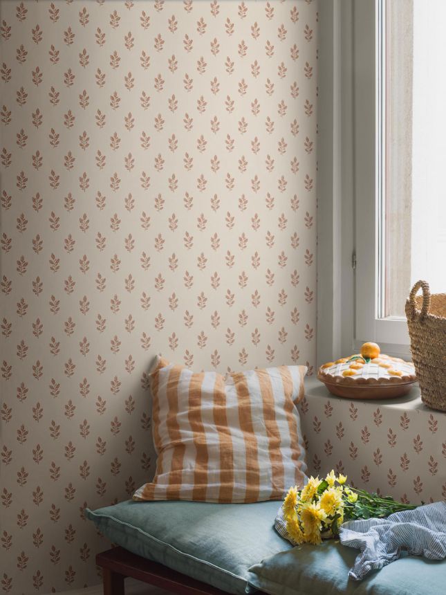 Vliesová tapeta na zeď, béžovo-červená, listy, 7777, Adorn, Borastapeter