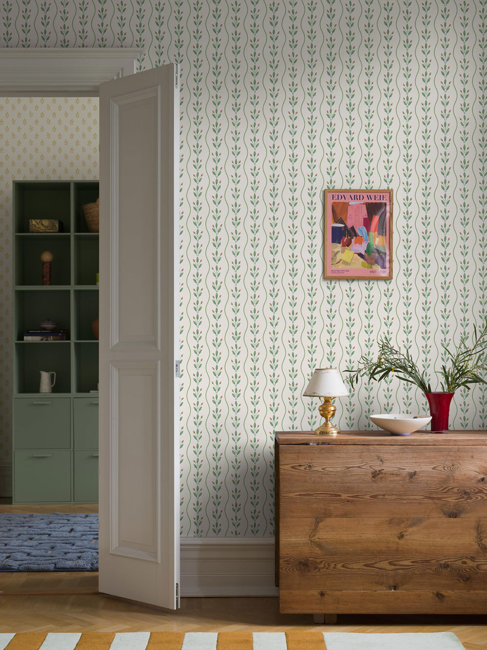Vliesová tapeta na zeď, zelená, listy, pruhy, 7778, Adorn, Borastapeter