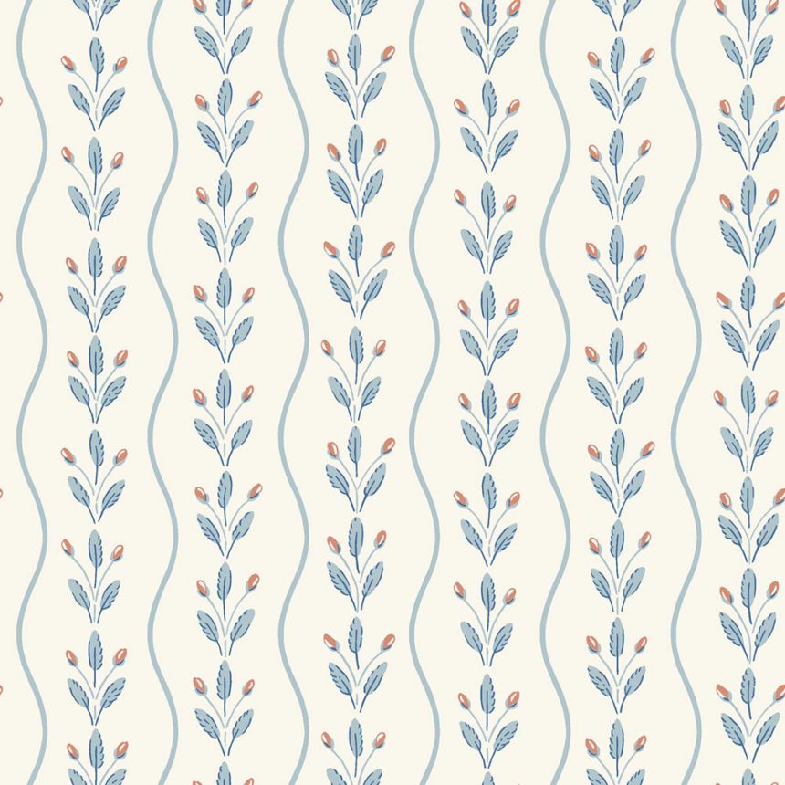 Vliesová tapeta na zeď, modrá, listy, pruhy, 7779, Adorn, Borastapeter