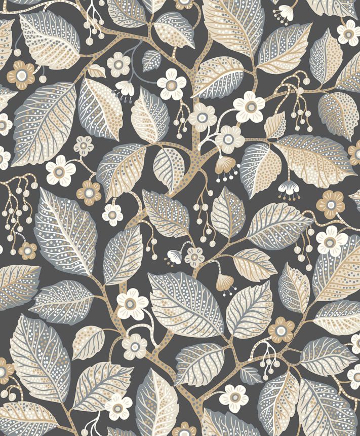 Vliesová tapeta na zeď, černá, listy, větvičky, 7786, Adorn, Borastapeter