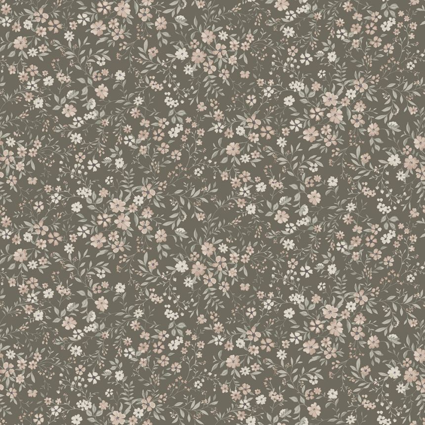 Vliesová tapeta na zeď, hnědá, květiny, 6930, Newbie Wallpaper, Borastapeter