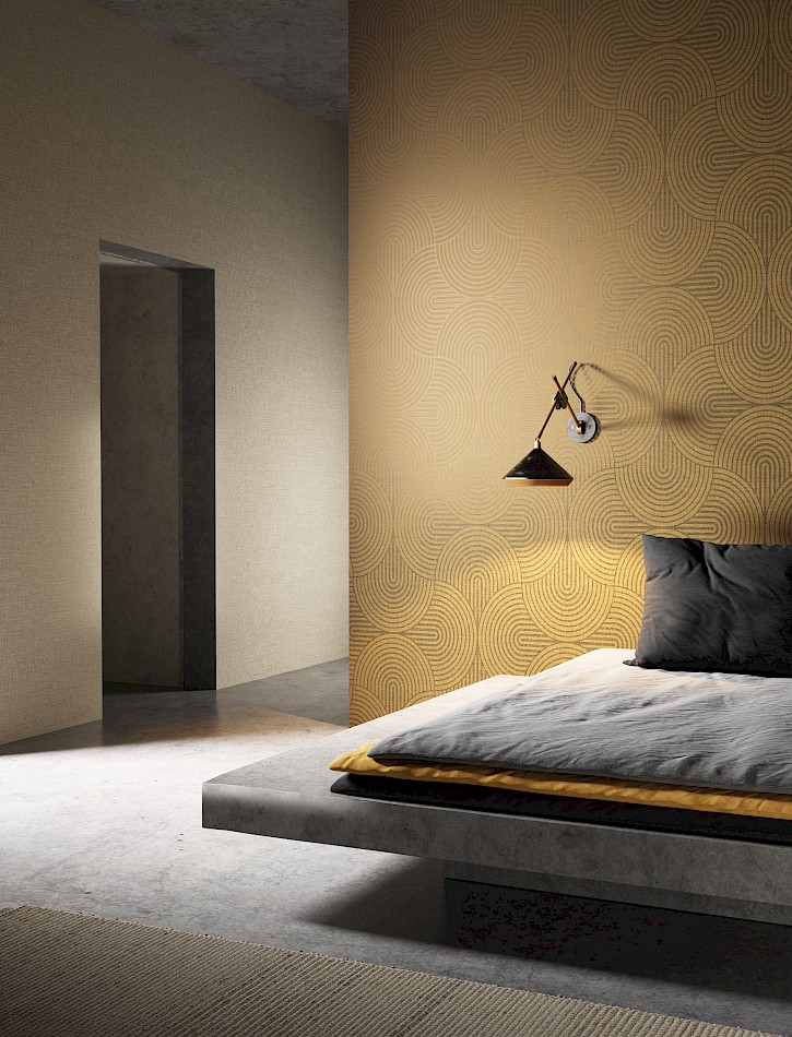 Vliesová tapeta na zeď, okrová, grafická, Art Deco, EAR605, The Texture Book,  Masureel