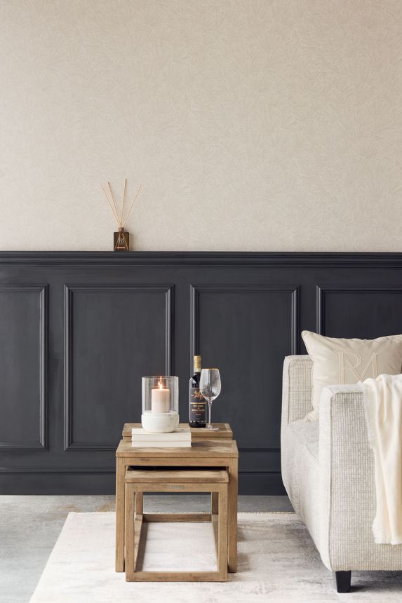 Vliesová tapeta na zeď, krémová, listy Gingka, 350520, Riviera Maison, Eijffinger