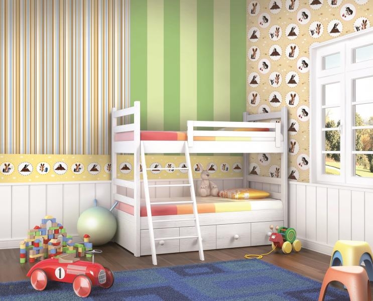 Papírové tapety 6070004 proužky, Krtek, Vavex