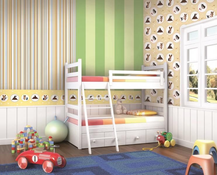 Papírové tapety 6070004 proužky, Krtek, Vavex