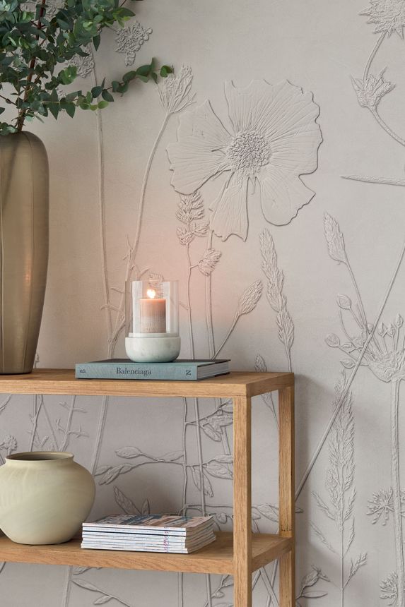 Vliesová fototapeta na zeď, šedo-hnědá, rostliny, květiny, trávy, 350702, Riviera Maison,  Eijffinger