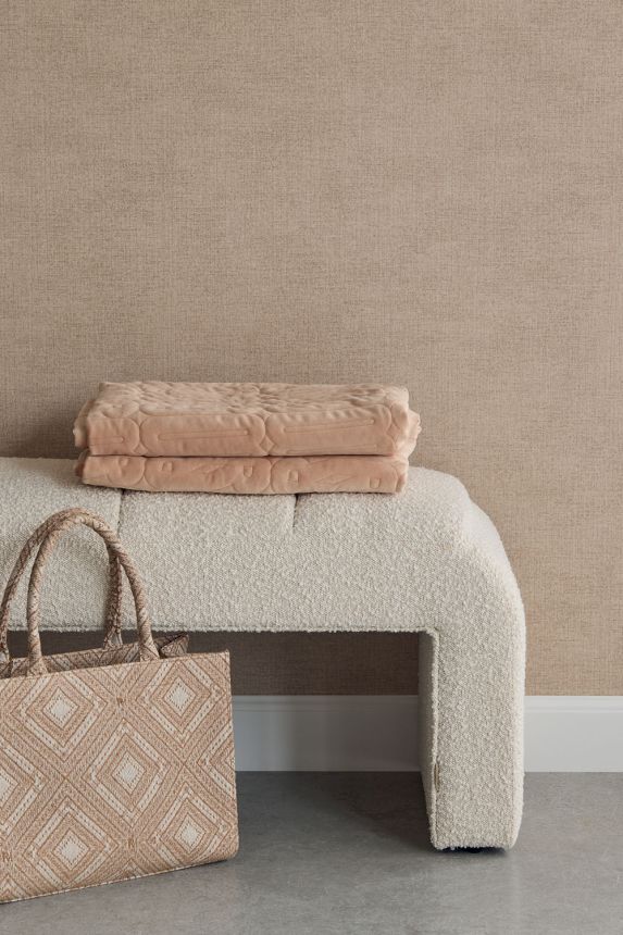 Vliesová tapeta na zeď, šedo-hnědá,  imitace látky, 350591, Riviera Maison, Eijffinger