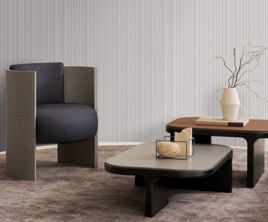 Luxusní vliesová tapeta na zeď, šedo-stříbrná, pruhy, Z30315, Casa 8, Trussardi 