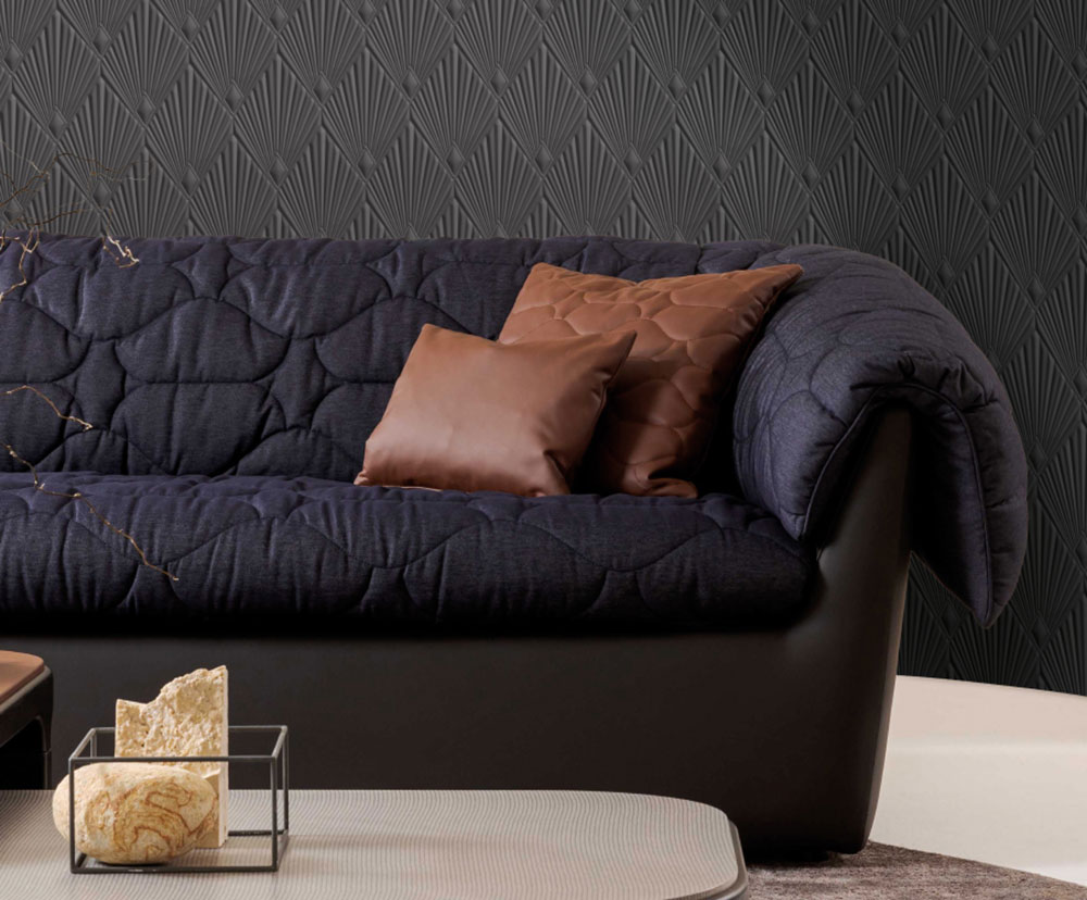 Luxusní geometrická vliesová tapeta na zeď, šedo-černá, Art deco, Z30324, Casa 8, Trussardi 