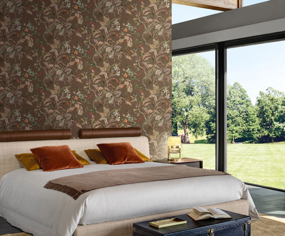 Luxusní vliesová tapeta na zeď, hnědá, květiny, listy, Z30332, Casa 8, Trussardi 