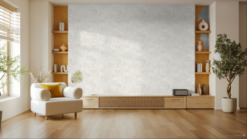 Luxusní vliesová tapeta na zeď, bílo-krémová, květiny, Z20126, Casa Chic, Zambaiti Parati