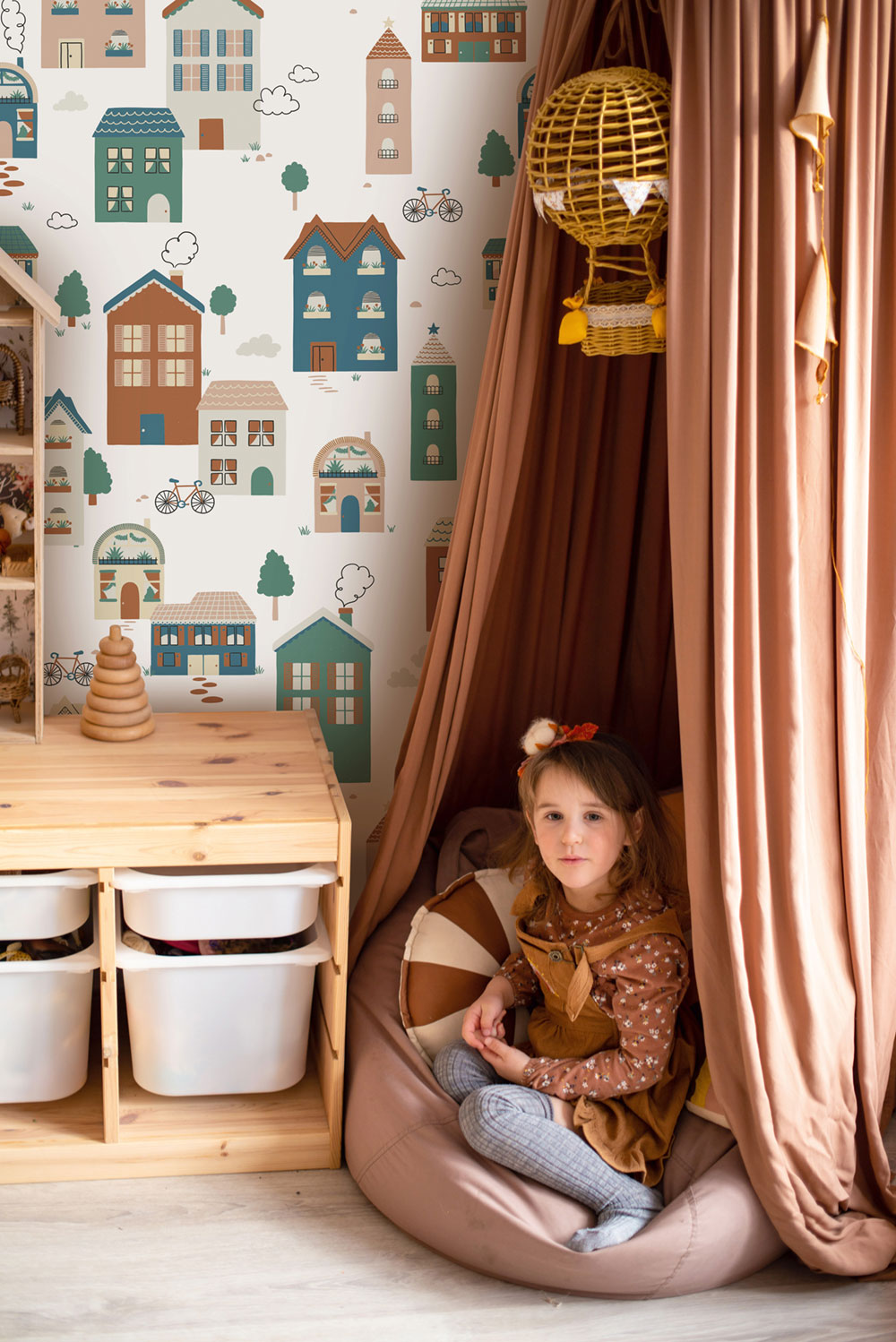 Dětská vliesová fototapeta na zeď, domečky, RB393, Daydreamers, Grandeco