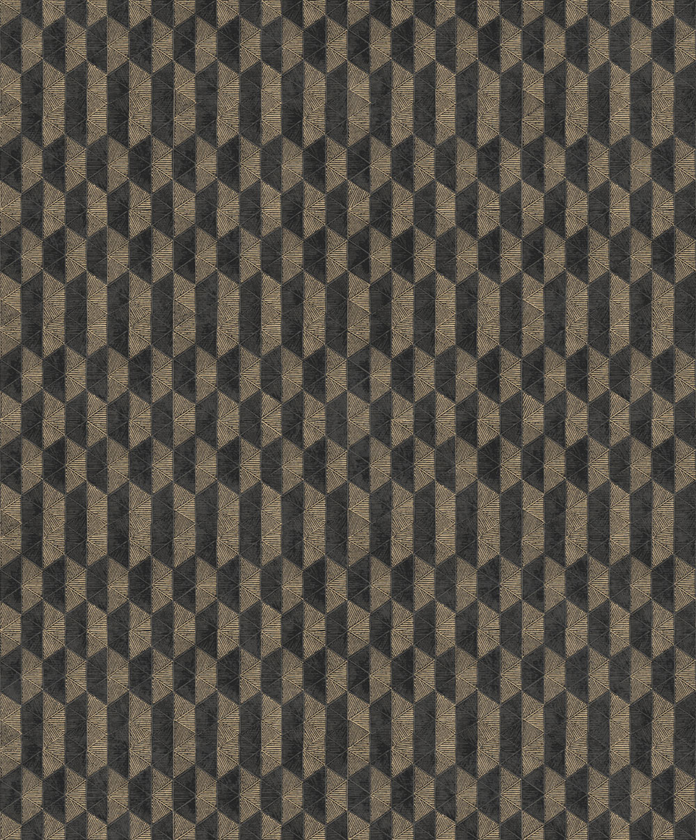 Vliesová tapeta na zeď, černo-zlatá, geometrická, ORB701, The Texture Book, Masureel