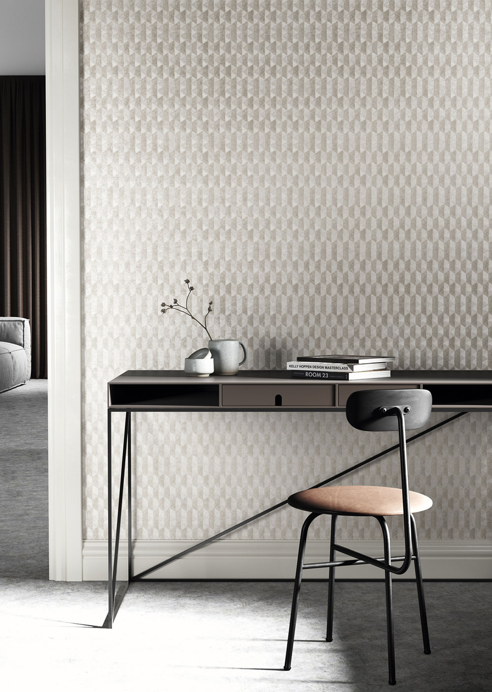 Vliesová tapeta na zeď, šedo-béžová, geometrická, ORB705, The Texture Book, Masureel