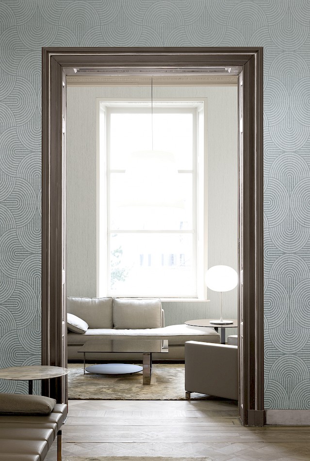 Vliesová tapeta na zeď, šedo-zelená, grafická, Art Deco, EAR603, The Texture Book,  Masureel