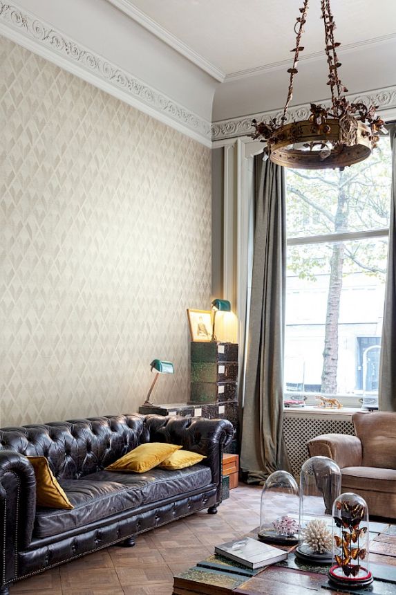 Geometrická vliesová tapeta na zeď, krémová, CAB502, The Texture Book, Masureel