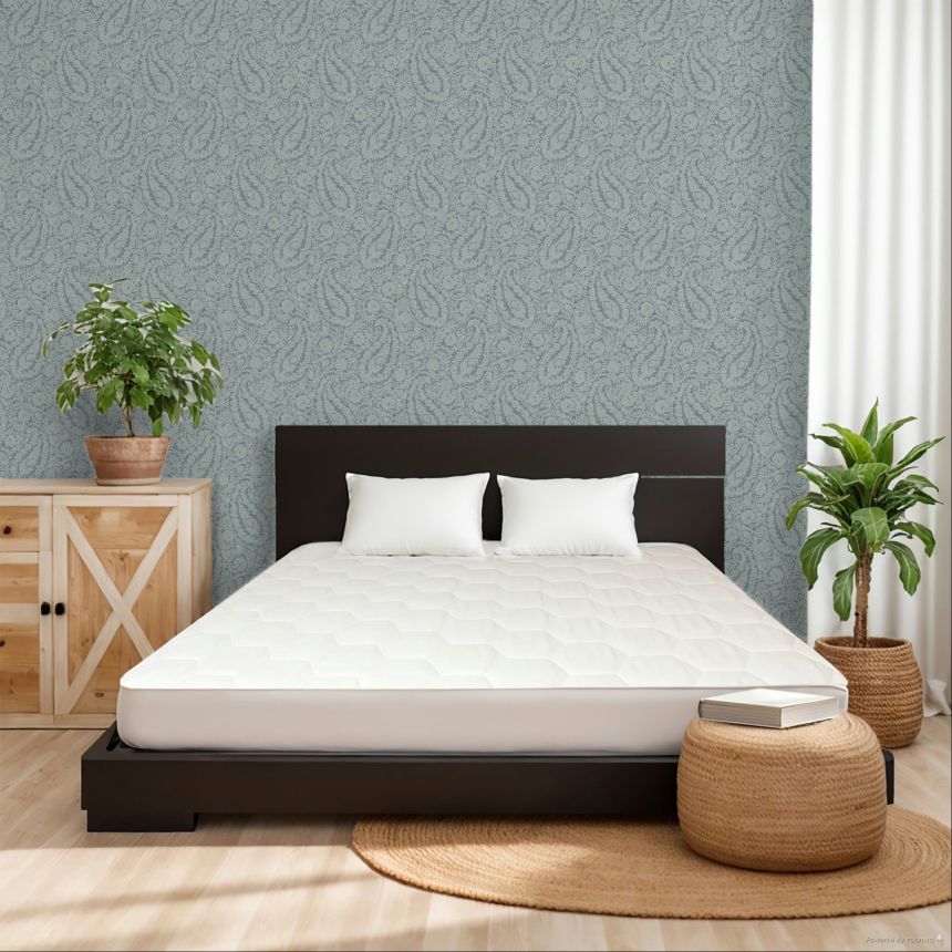 Vliesová tapeta na zeď, modrá, květiny, ornamenty, 350656, Amber, Eijffinger