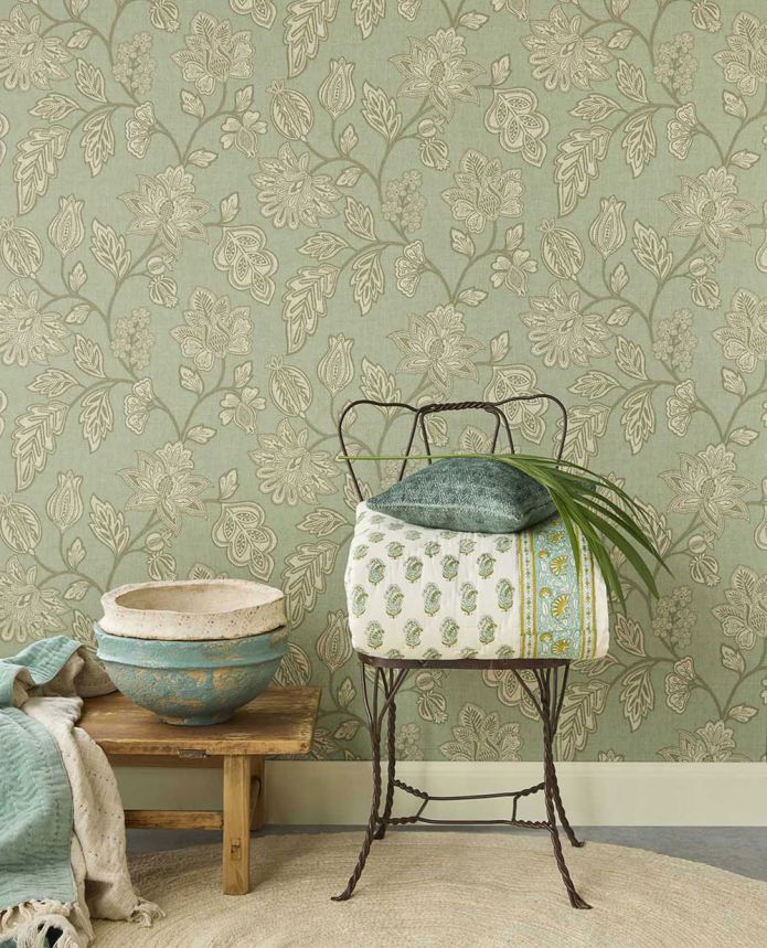 Vliesová tapeta na zeď, zelená, květiny, 350665, Amber, Eijffinger