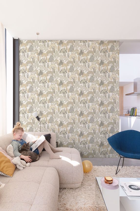 Dětská vliesová tapeta na zeď, béžová, stromy, LD2103, Little Dreamers, Grandeco