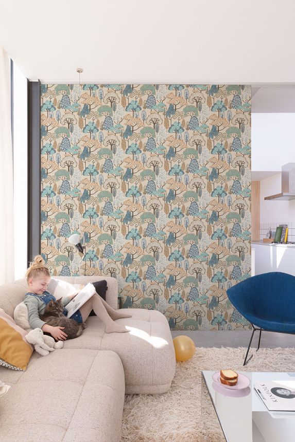 Dětská vliesová tapeta na zeď, hnědá, stromy, LD2115, Little Dreamers, Grandeco