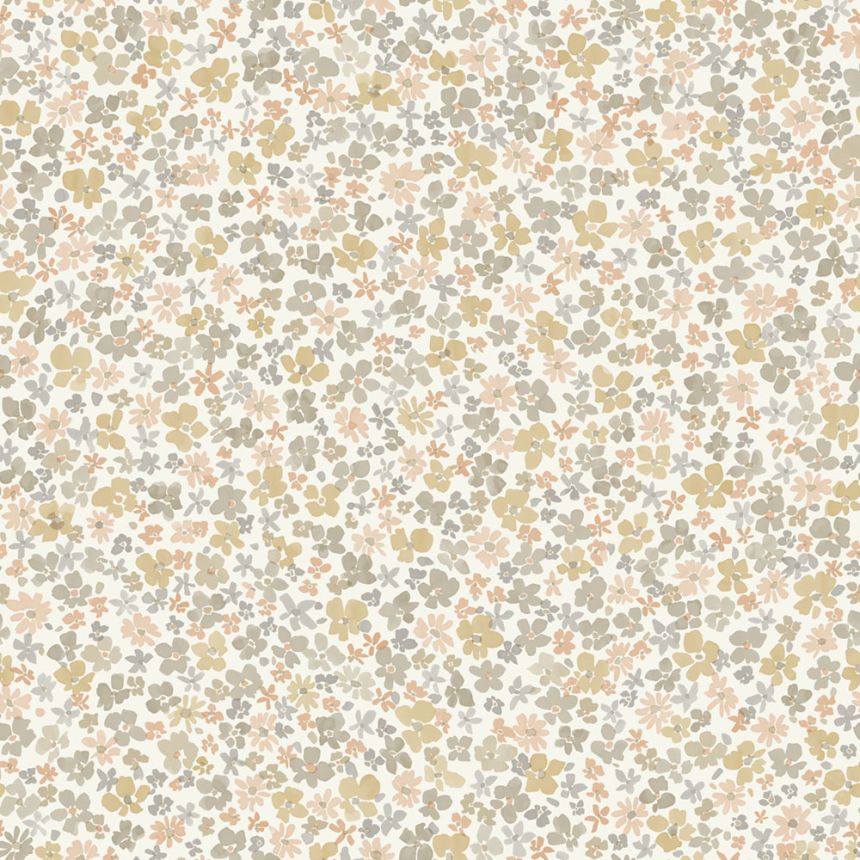 Vliesová tapeta na zeď, okrová, květiny, LD3020, Little Dreamers, Grandeco