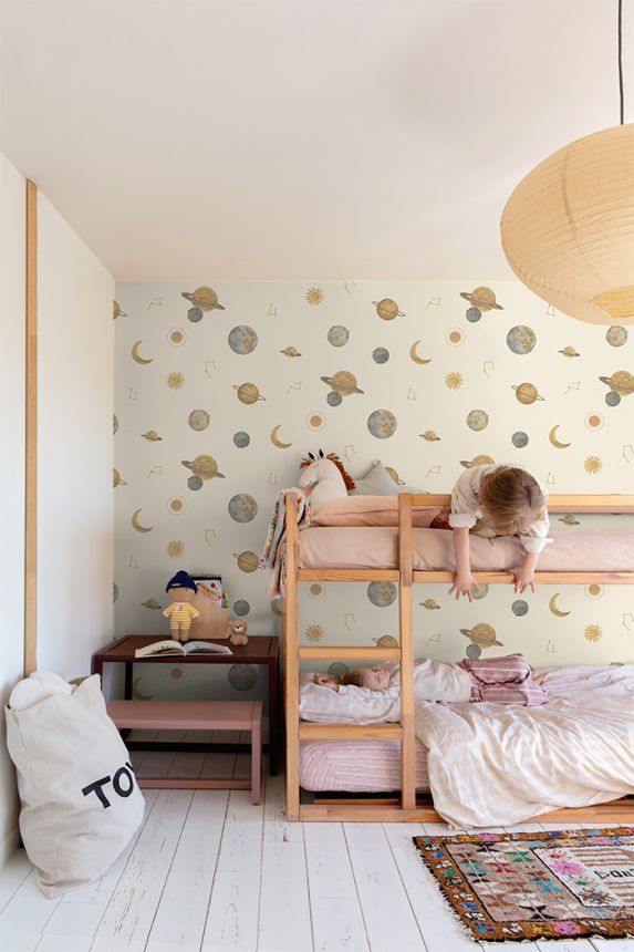 Dětská vliesová tapeta na zeď, krémová, vesmír, LD3519, Little Dreamers, Grandeco