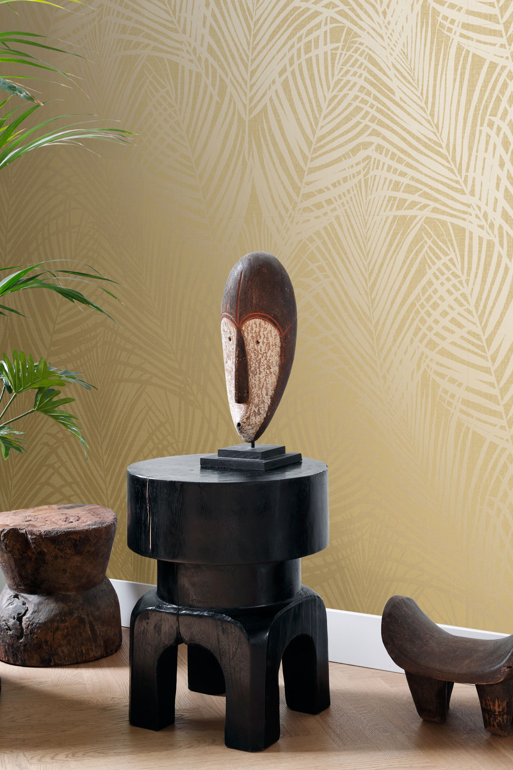 Vliesová tapeta na zeď, okrová, palmové listy, 347807, 3D Reflections, Origin