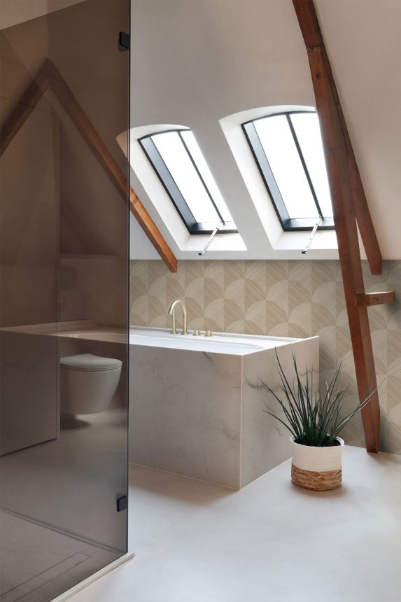 Vliesová tapeta na zeď, hnědo-béžová, grafický vzor, 347936, 3D Reflections, Origin