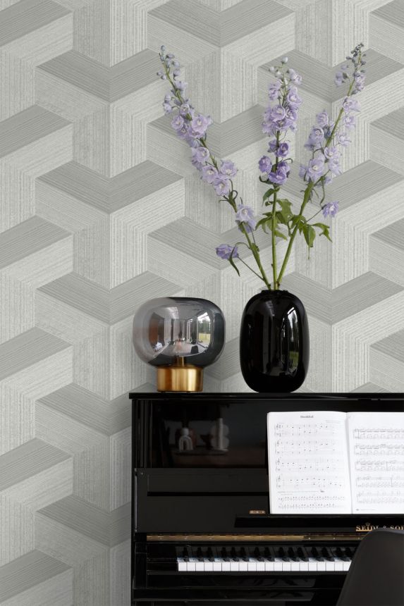 Vliesová tapeta na zeď, šedá, grafický vzor, 347947, 3D Reflections, Origin