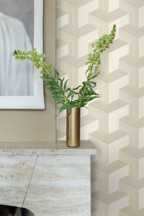 Vliesová tapeta na zeď, béžová, grafický vzor, 347948, 3D Reflections, Origin