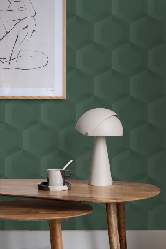 Vliesová tapeta na zeď, zelená, hexagony, 348021, 3D Reflections, Origin