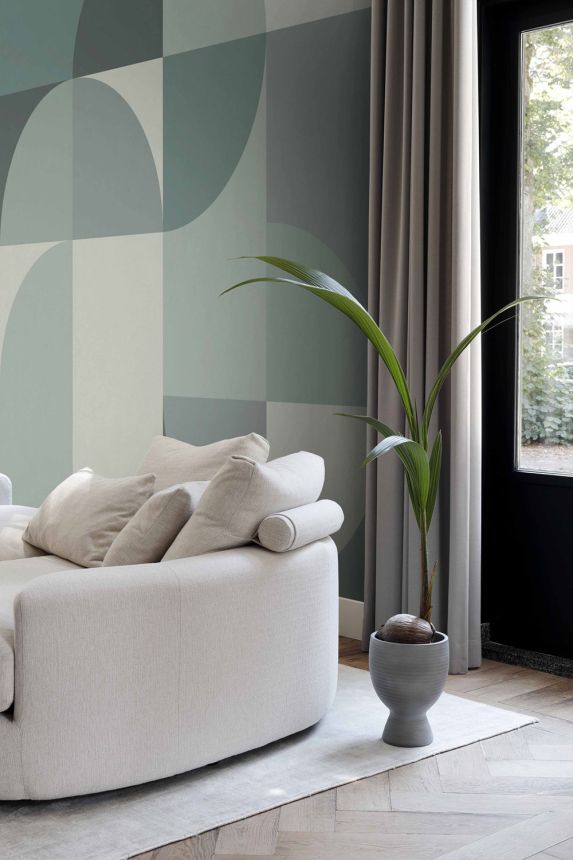 Vliesová obrazová tapeta na zeď, zelená, šedá, grafický vzor, 357323, 3D Reflections, Origin