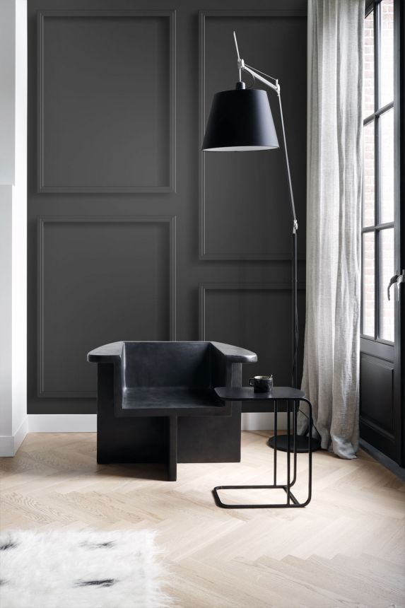 Vliesová obrazová tapeta na zeď, černá, imitace obložení, 357337, 3D Reflections, Origin