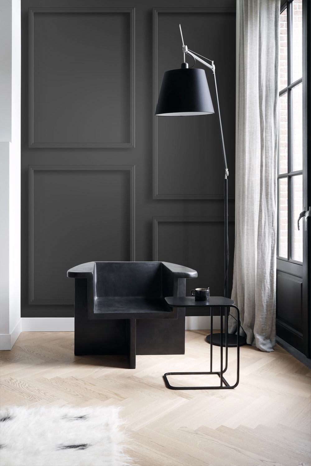 Vliesová obrazová tapeta na zeď, černá, imitace obložení, 357337, 3D Reflections, Origin