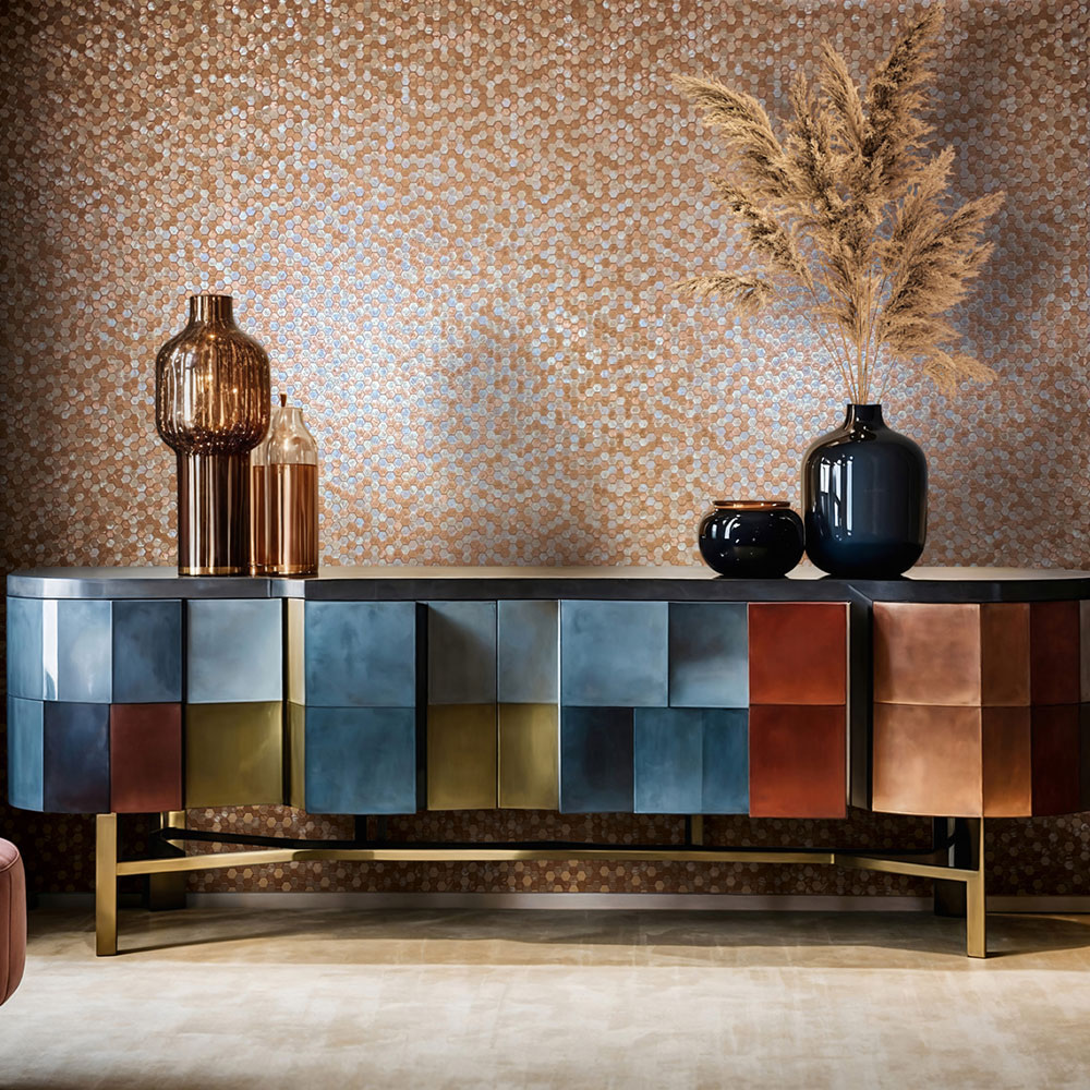 Vliesová tapeta na zeď, zlato-měděná, hexagony, 35818, Papis Loveday Fashion Icon, Marburg