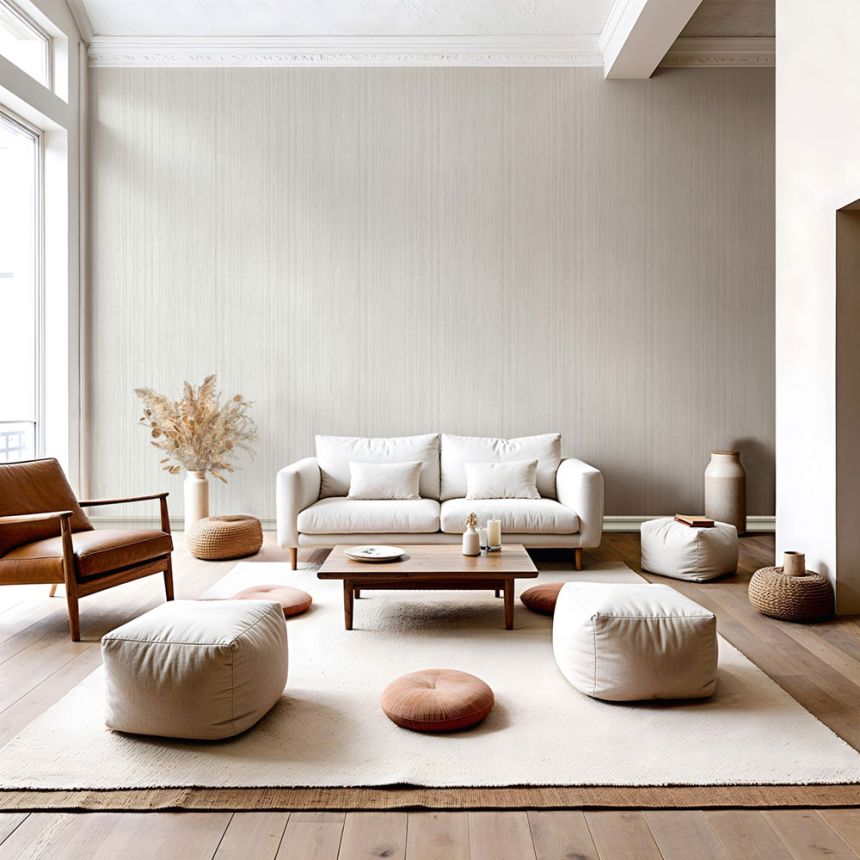 Vliesová tapeta na zeď, šedo-krémová, látková textura, 35830, Papis Loveday Fashion Icon, Marburg