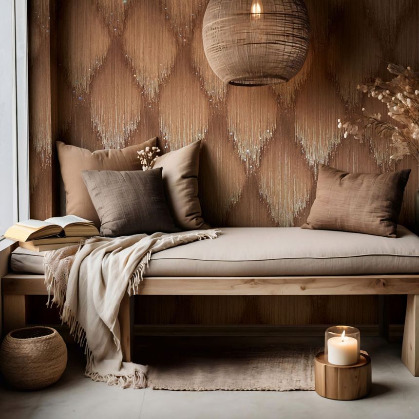 Vliesová tapeta na zeď, hnědo-zlatá, grafický vzor s krystaly, 35885, Papis Loveday Fashion Icon, Marburg