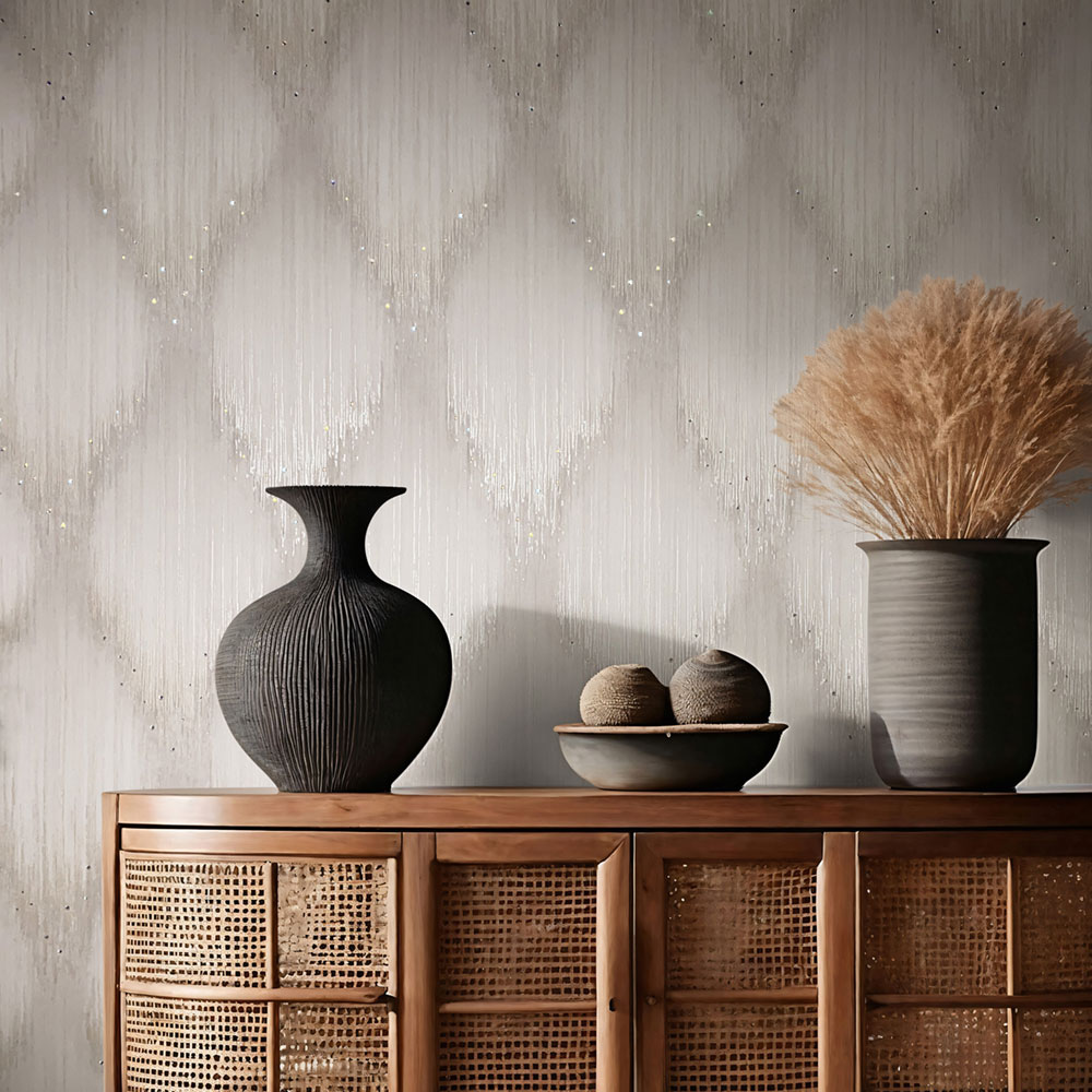 Vliesová tapeta na zeď, šedo-krémová, grafický vzor s krystaly, 35887, Papis Loveday Fashion Icon, Marburg